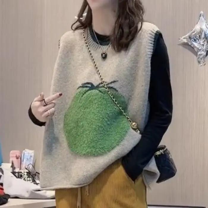 Gilets en tricot femme hiver 2025 esthétique sans manches pull gilet Long Gillet mignon Gilets pour 