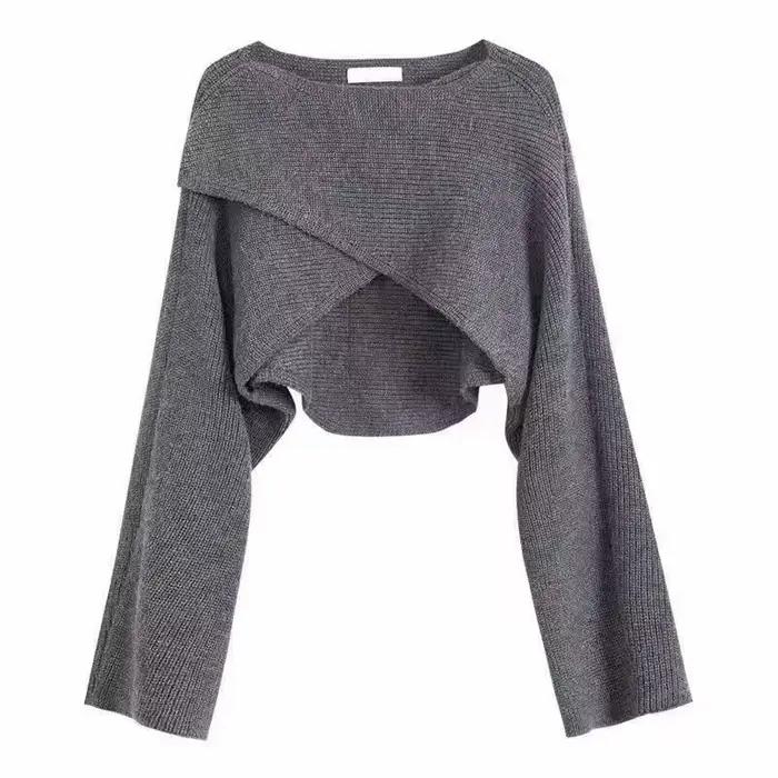 Pull court irrégulier pour femme, nouveau Design, Niche, nombril exposé, tricoté, automne 2025