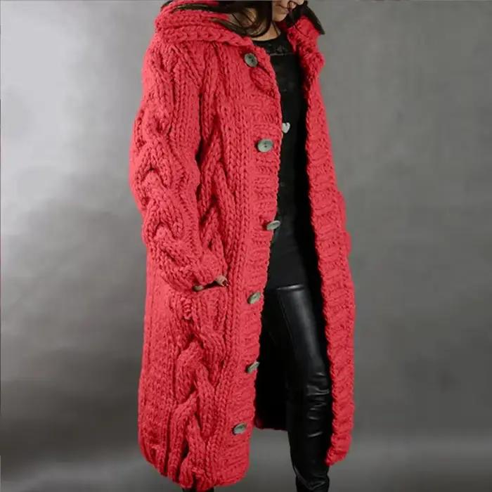 Pull femme nouveau décontracté ample mode européenne américaine col rabattu tricoté longs manteaux Cardigan grande