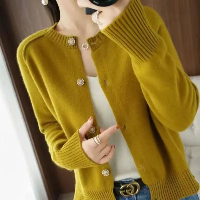Cardigan en cachemire à col rond pour femme