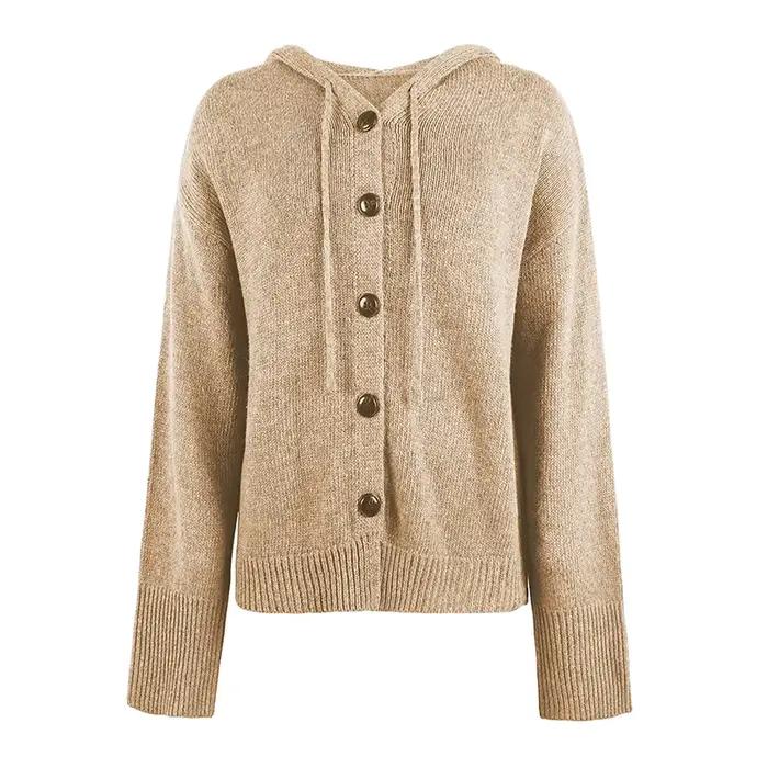 Cardigan tricoté à capuche pour femmes