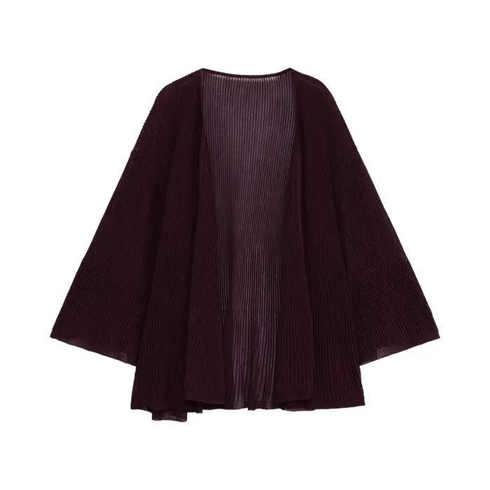 Cardigan ample en maille pour femme avec ceinture côtelée – Confortable et décontracté – Pull à manches longues transfrontalier