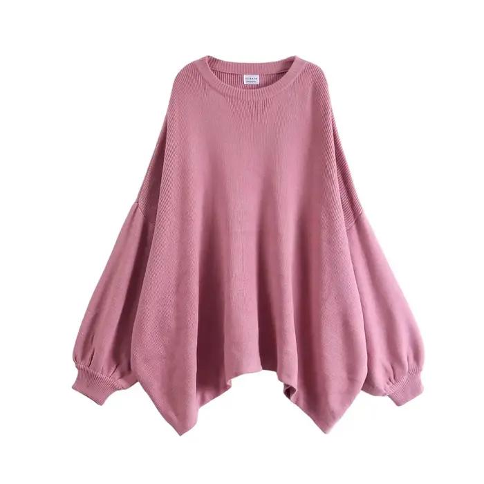 Pull LANMREM en Polyester Acrylique et Coton pour Femmes Occasions Spéciales Mode Streetwear Col Rond Manches Chauve-Souris