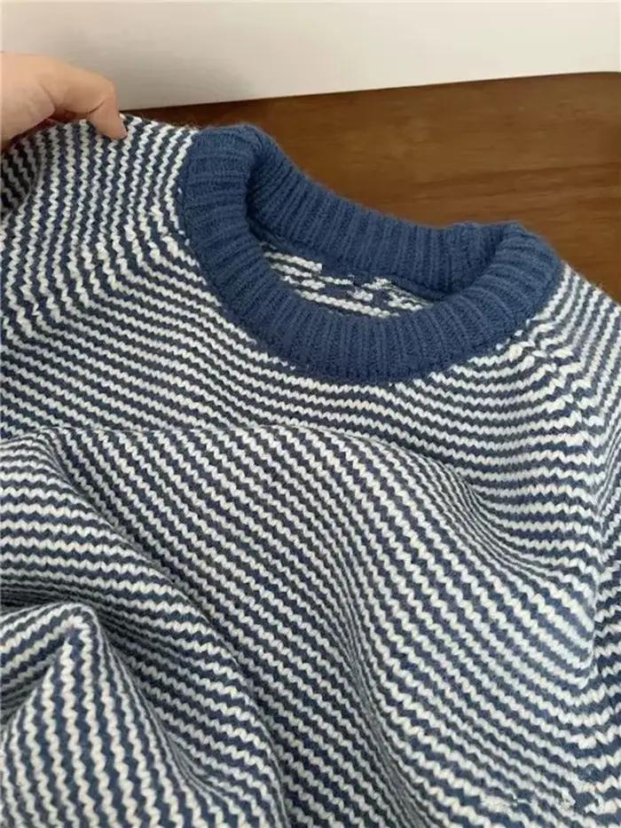Pull à rayures bleues pour femmes Y2K