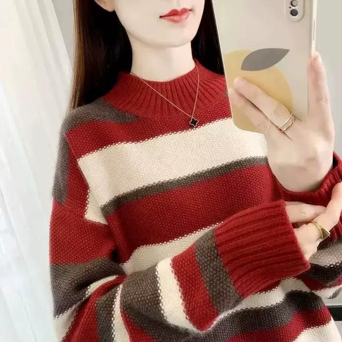 Pull rayé pour femmes, décontracté