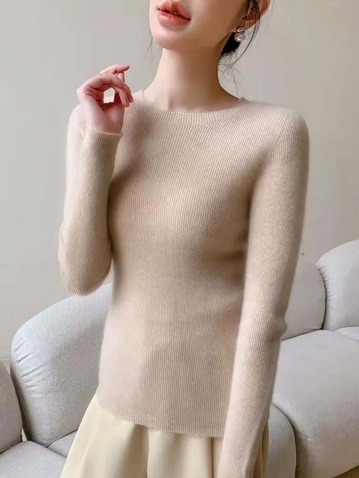 Basics-Pull en laine mérinos pour femme