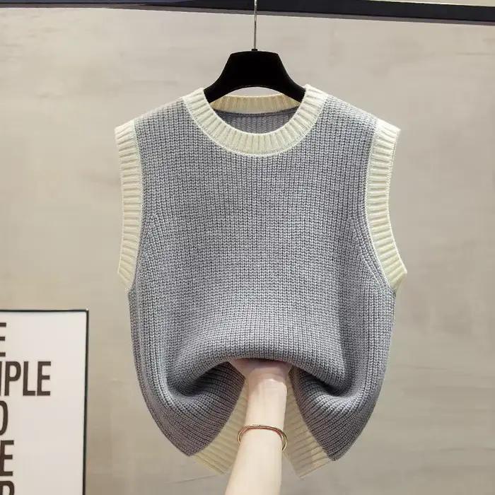 Pull à Col Rond en Couches Assorties pour Femme