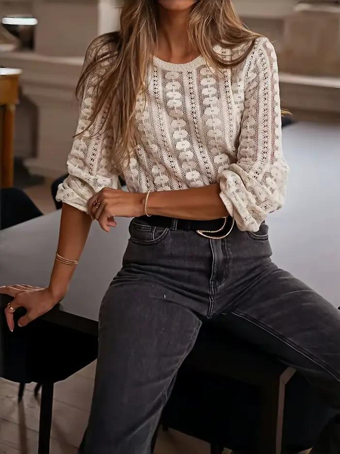 Pull à manches longues et col rond pour femme