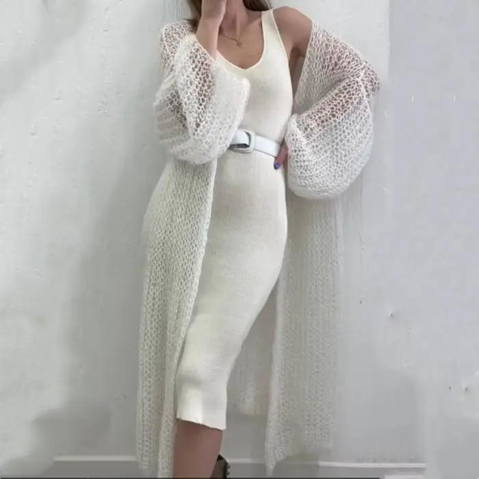 Cardigan tricoté à point ouvert pour femme