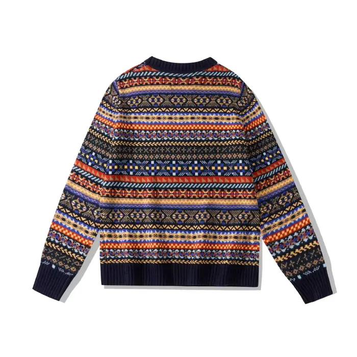 Hiver britannique rétro col rond pull Fel Island motif tricoté