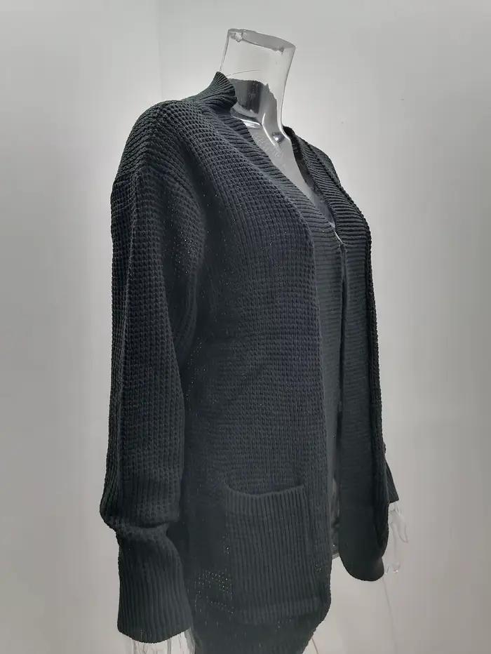 Cardigan Femme Automne-Hiver 2025 avec Patte de Boutonnage Courbée et Grande Poche