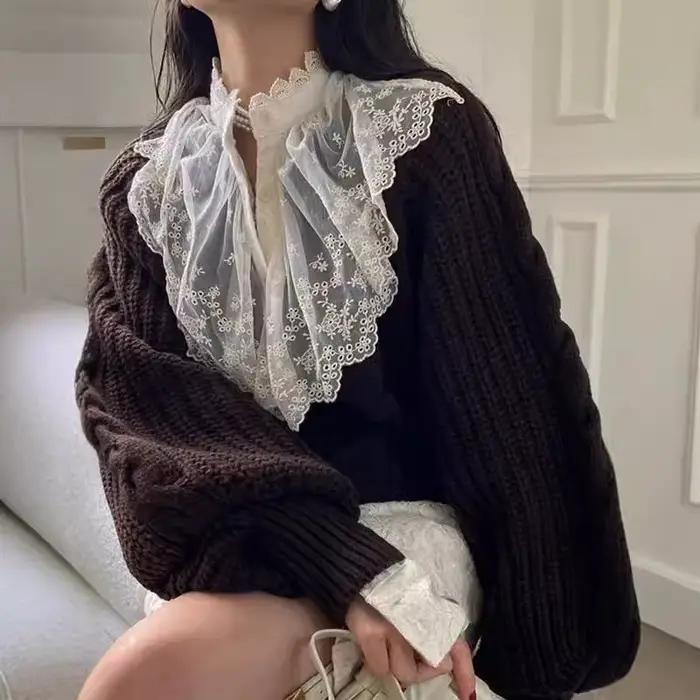 Pull à col torsadé pour femme