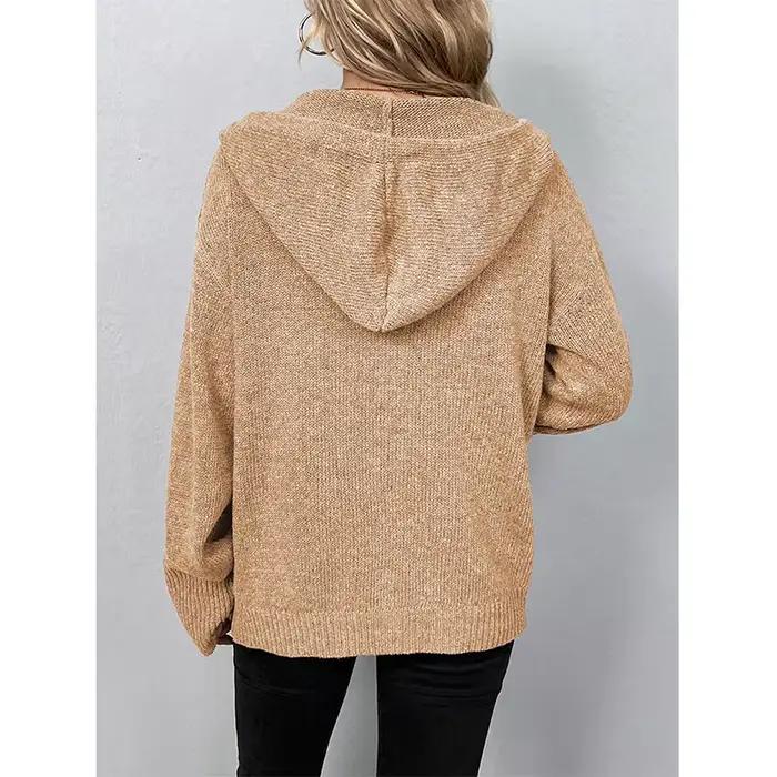 Cardigan tricoté à capuche pour femmes