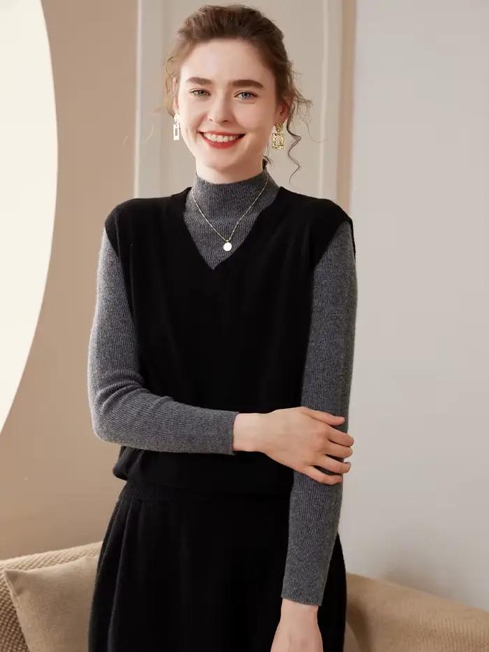 Yoyoselect femmes 100% cachemire gilet Style Simple