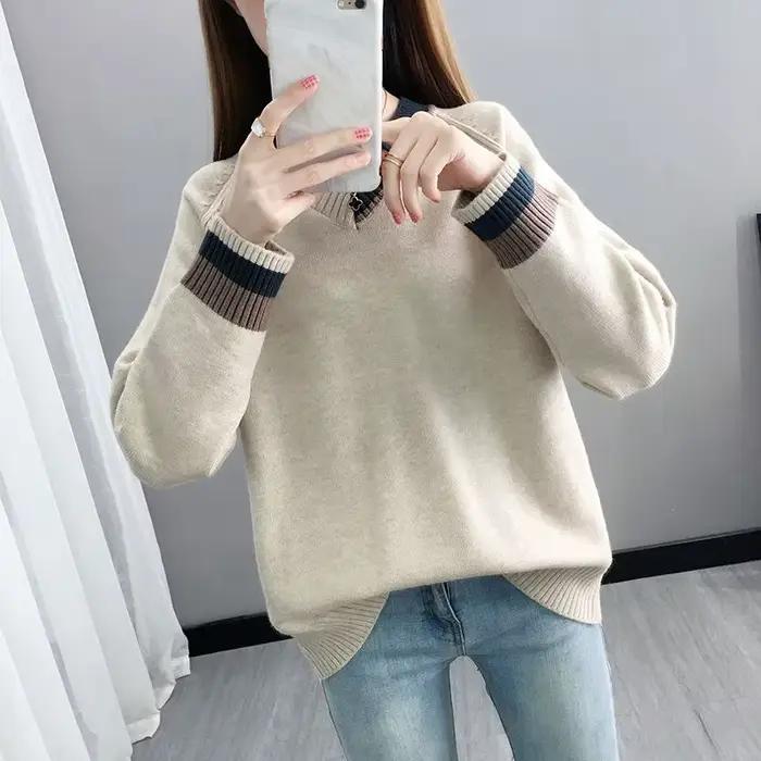 Chandails tricotés légers pour femmes Sueters De Mujer vente De base tout pas cher Style coréen jeune automne
