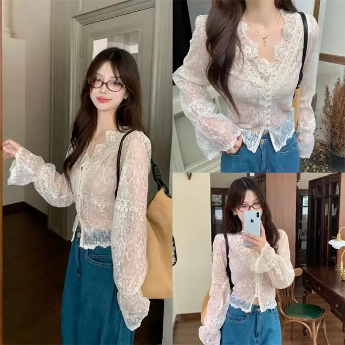 Cardigan Français en Dentelle pour Femme