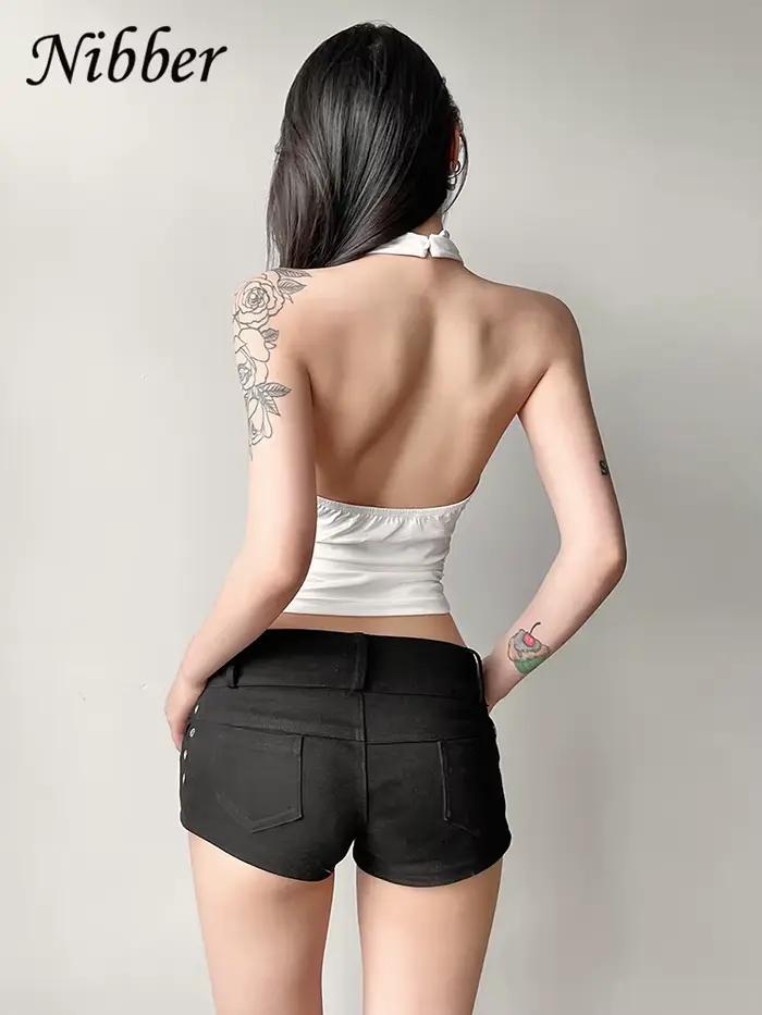 Gilet Décontracté Nibber Style Halter Sans Manches Dos Nu Élégant pour Femmes Occasions Spéciales Polyvalent Tendance