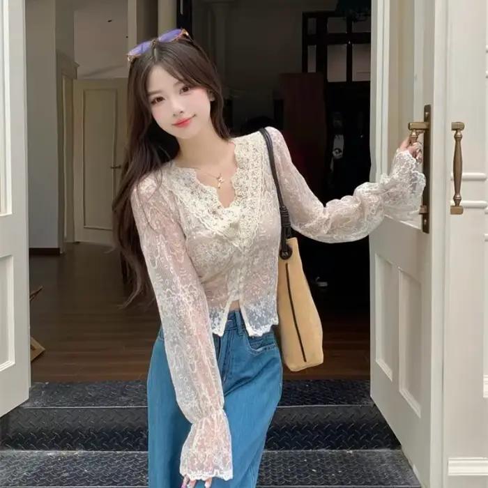 Cardigan Français en Dentelle pour Femme