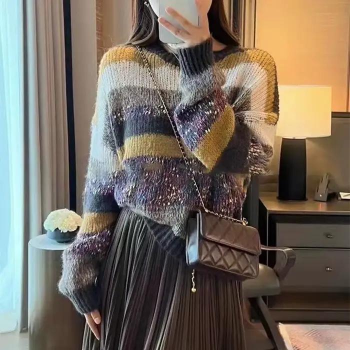Pull rayé arc-en-ciel pour femme