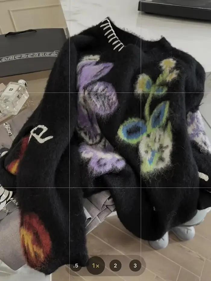 Pull à col rond Harajuku pour femmes, tricot ample et doux en polyester et coton, style high street, vintage années 2000, dark winter academia y2k goth, occasions spéciales