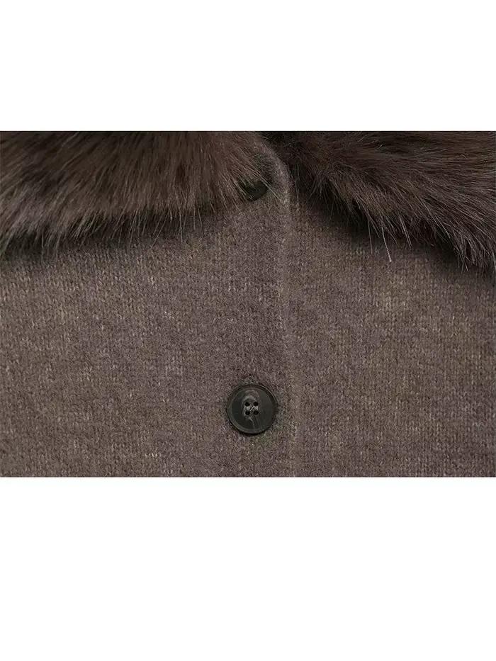 Veste fausse fourrure ample col rabattu boutonnage simple HH pour femmes hiver décontracté à offrir occassions spéciales