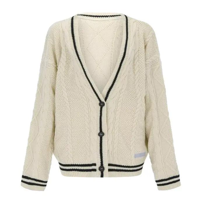 Pull ample brodé étoile pour femmes, col en V, simple boutonnage, imprimé tricoté esthétique, cardigan vintage pour les occasions spéciales