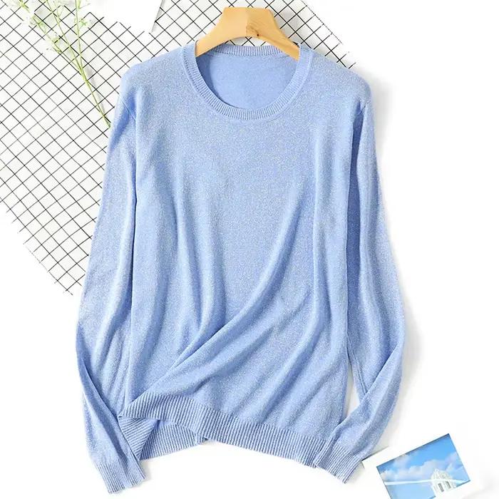 Dames pull femmes brillant Lurex tricot