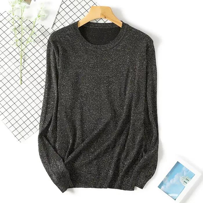 Dames pull femmes brillant Lurex tricot