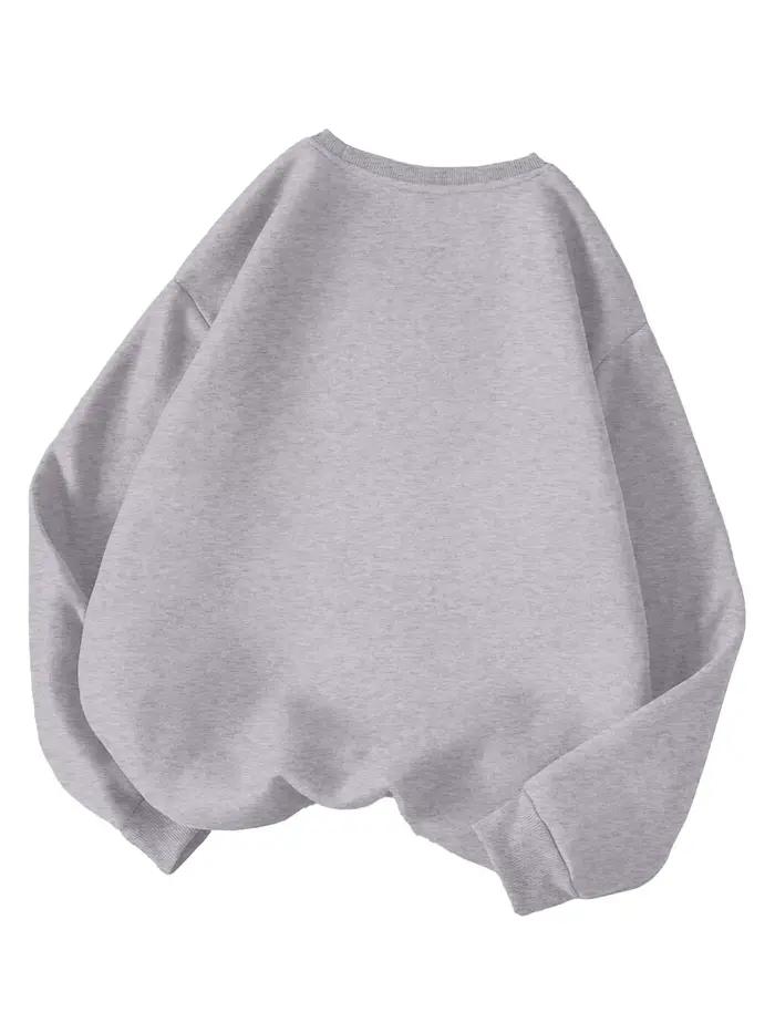 Sweat-shirt bleu clair surdimensionné pour femmes style décontracté hiver polyester coton confortable ajustement lâche