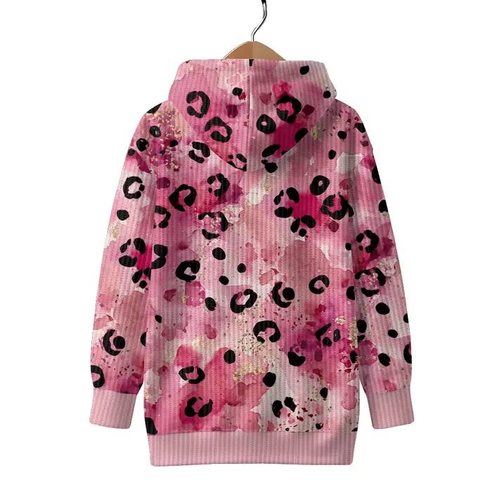 Cardigan à capuche imprimé léopard pour femme