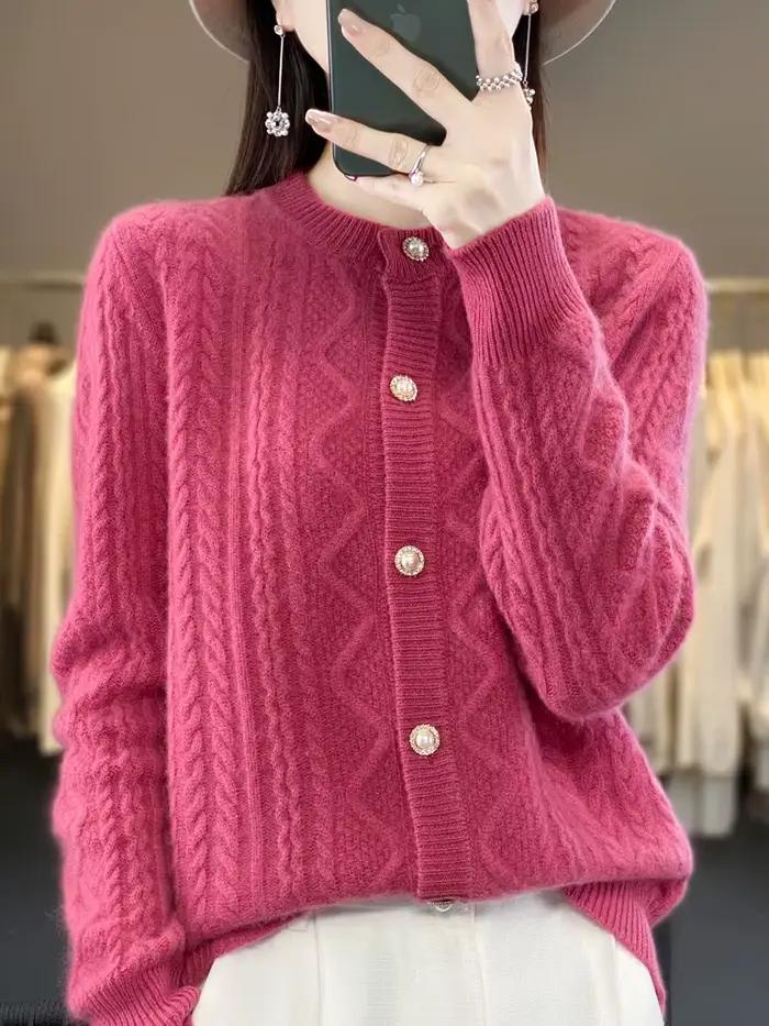 Pull à fleurs torsadées à manches longues pour femmes