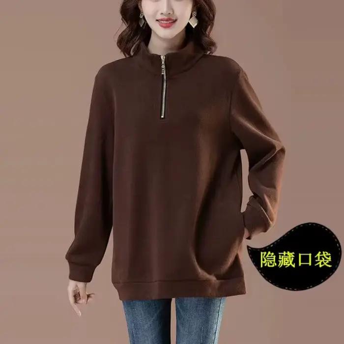 Sweat-shirt sans chapeau en pur coton pour femmes