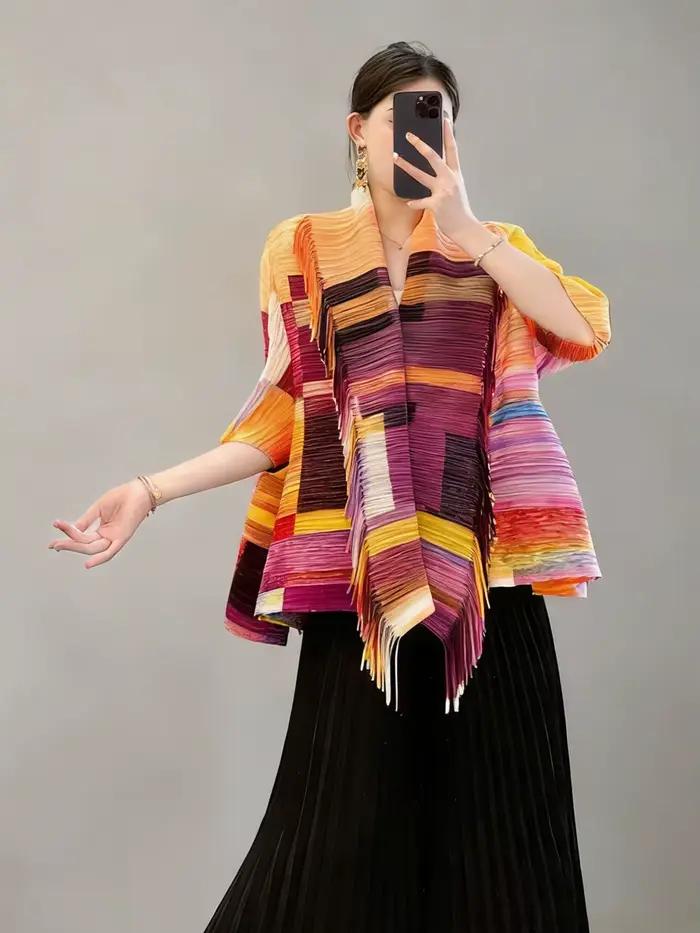 Vêtements d'extérieur châle cardigan à col frangé pour femmes