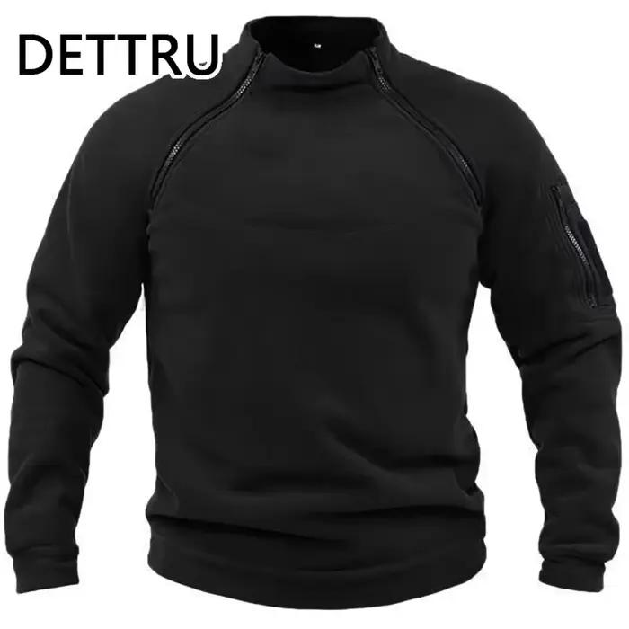 Veste tactique en polaire DETTRU pour homme, veste tactique automne hiver, pull chaud, fermeture éclair, manteau coupe-vent, sweat-shirt thermique de randonnée, occassions quotidiennes