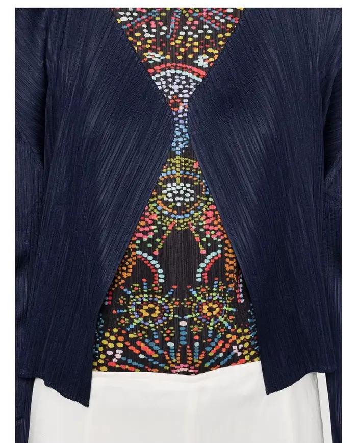 Cardigan plissé à manches longues Miyake, haut d'automne