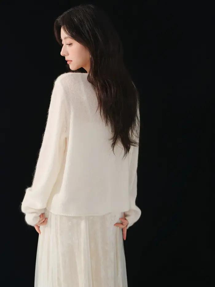 Cardigan en laine tricoté pour femme