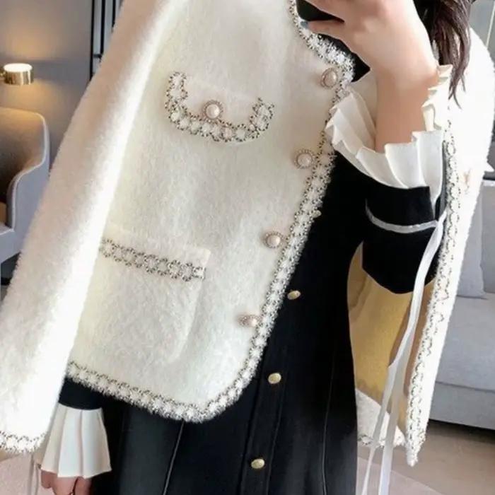 Cardigan ouvert en maille imitation vison