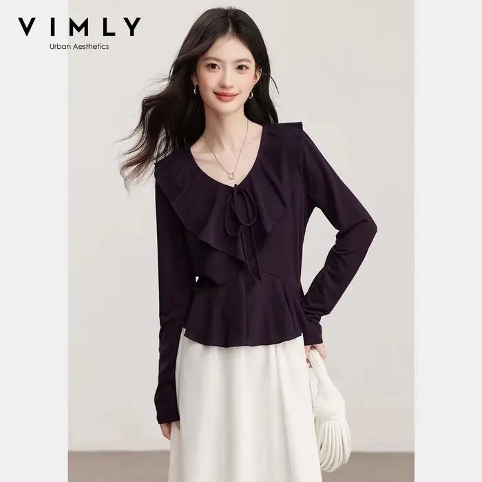 Pull-over col en V décontracté avec volants et lacets pour femmes élégant style français pour printemps 2026 occassions multiples