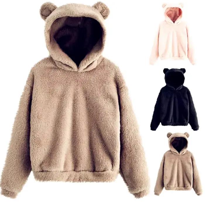 Pull en fourrure de lapin à capuche haute élasticité pour femmes style boho chic hiver occassions spéciales