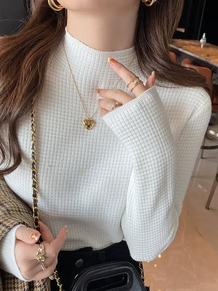 Pull Vintage à Col Roulé pour Femme