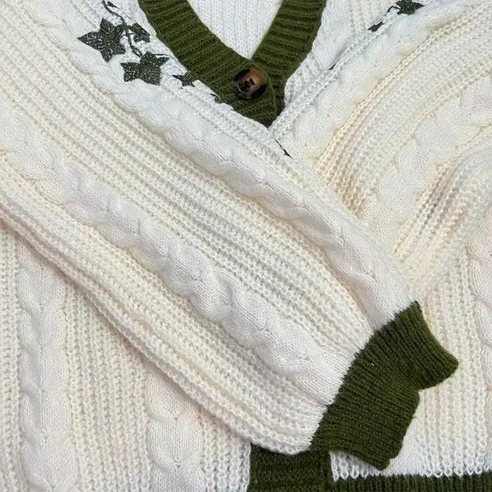 Evermore Cardigan Taylor Version vigne verte brodé boutonné câble tricot pull femmes automne hiver tenue Vintage
