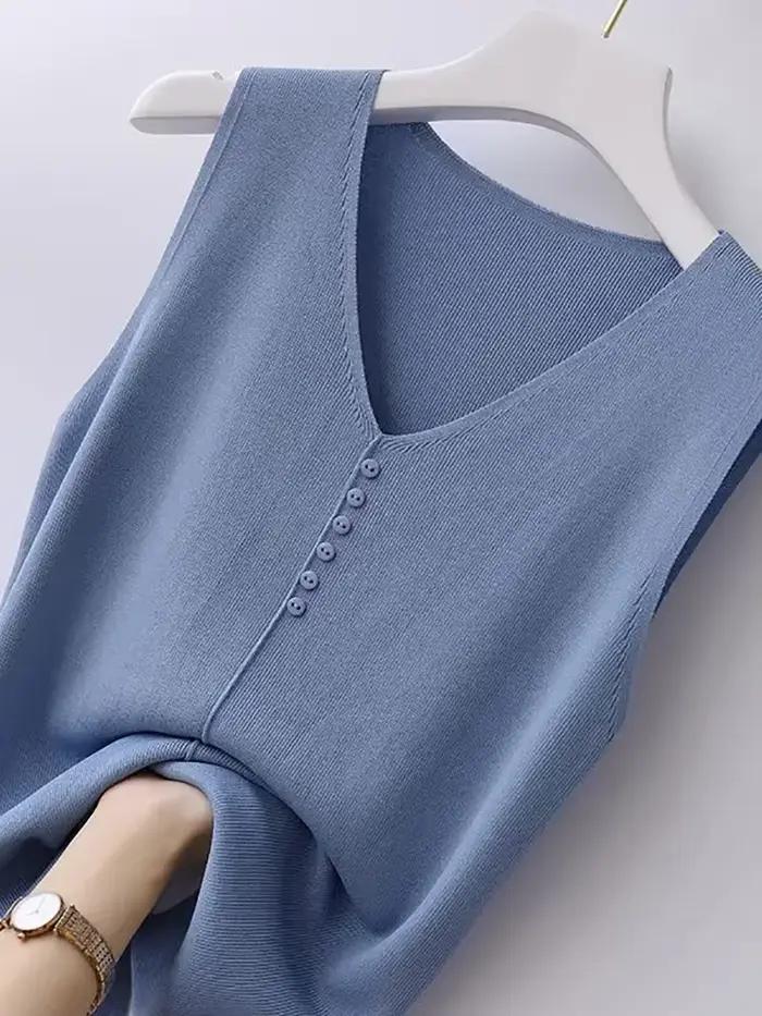 Débardeurs en tricot pour femmes décontractés et élégants en coton blanc noir beige rose bleu pour les occasions spéciales été printemps