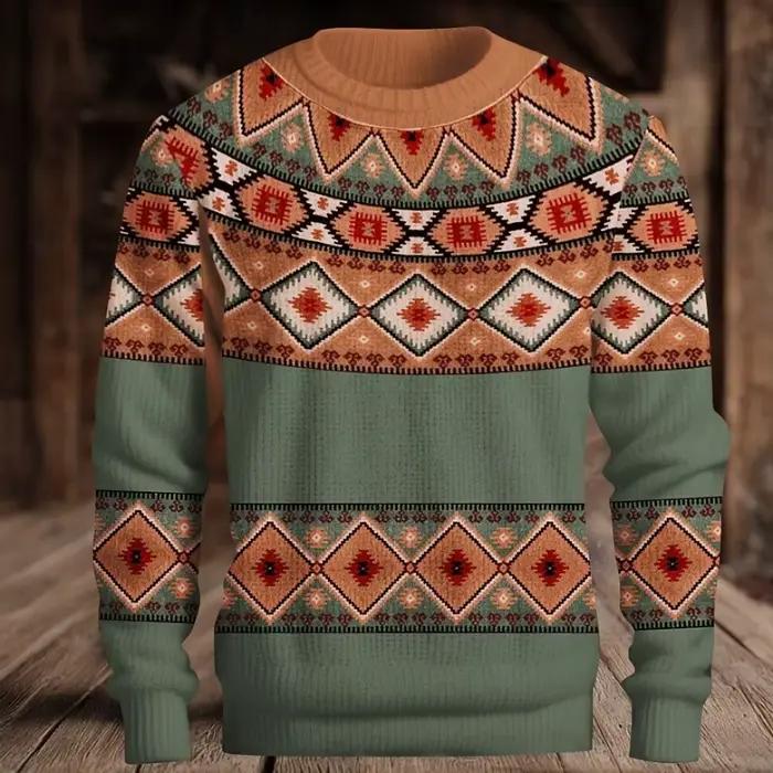 Pull renne imprimé en polyester pour homme, basique et élégant, idéal pour Noël et autres occasions festives