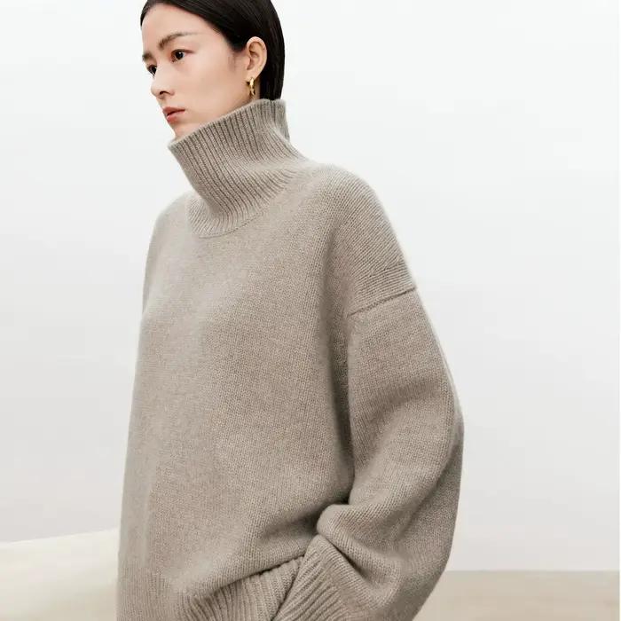 Pull à col roulé en pur cachemire pour femme