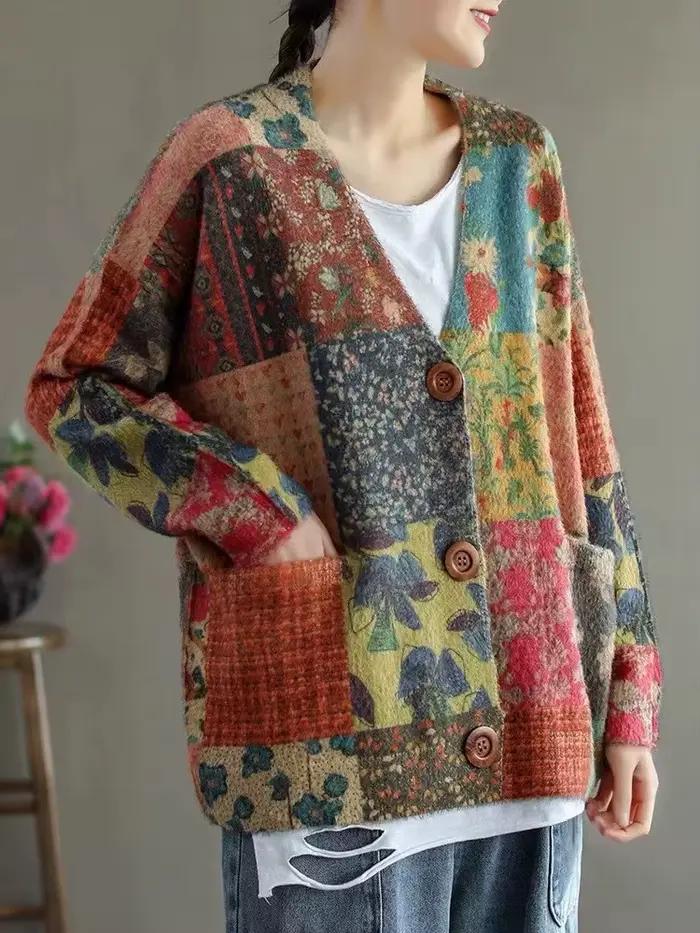 Pull décontracté à col en V pour femme