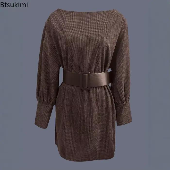 Robe pull élégante en maille unie pour femme