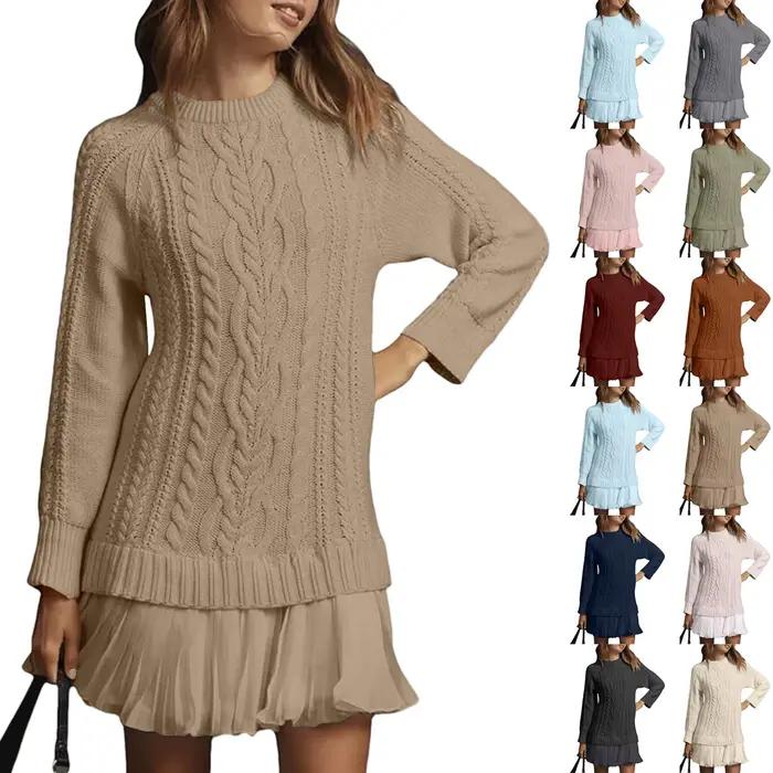 Pull tricoté torsadé décontracté pour femmes