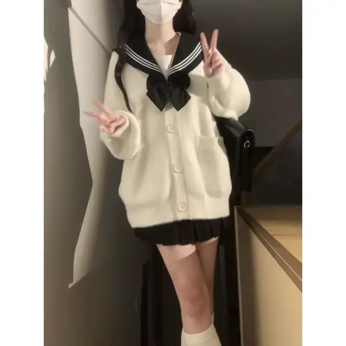 Manteau pull en laine japonais de style collégial pour femmes petites