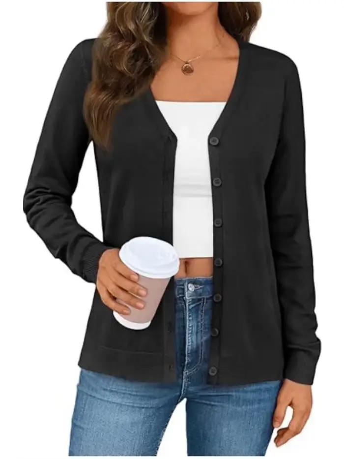 Cardigan en cachemire léger femme élégant chaud pour hiver travail affaires mélange coton décontracté ocassions spéciales confortable à offrir pour femme usages multiples styles divers