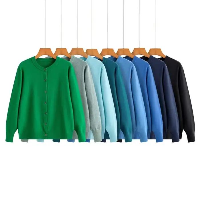 Cardigan tricoté à col rond pour femme